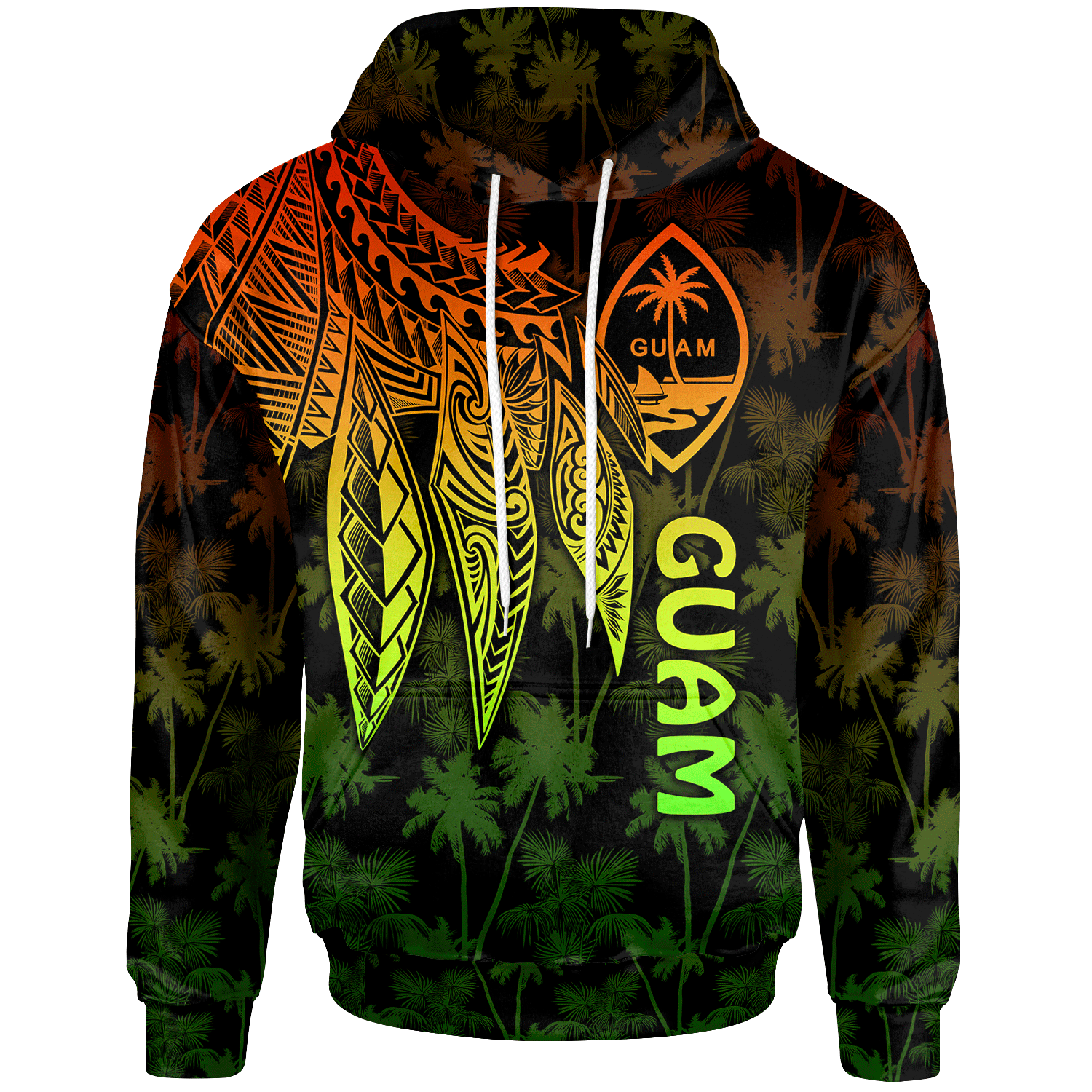 Guam Hoodie Polynesian Wings (Reggae) Unisex Reggae - Polynesian Pride