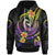 Cook Islands Custom Hoodie Plumeria Flowers with Spiral Patterns Unisex Black - Polynesian Pride