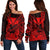 (Custom Personalised) Kakau Polynesian Tribal Hawaiian Turtle with Kanaka Maoli Red Off Shoulder Sweater LT9 Women Red - Polynesian Pride