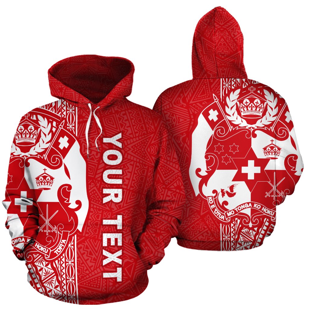 Tonga Custom Polynesian Hoodie Red White Line Unisex Red White - Polynesian Pride