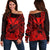 Kakau Polynesian Tribal Hawaiian Turtle with Kanaka Maoli Red Off Shoulder Sweater LT9 Women Red - Polynesian Pride