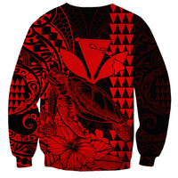 Kakau Polynesian Tribal Hawaiian Turtle with Kanaka Maoli Red Sweatshirt LT9 - Polynesian Pride