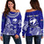 (Custom Personalised) Pukapuka Cook Islands Polynesian Turtle Art Off Shoulder Sweater LT14 Women Blue - Polynesian Pride