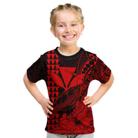 Kakau Polynesian Tribal Hawaiian Turtle with Kanaka Maoli Red Kid T Shirt LT9 Youth XL Size14 - Polynesian Pride