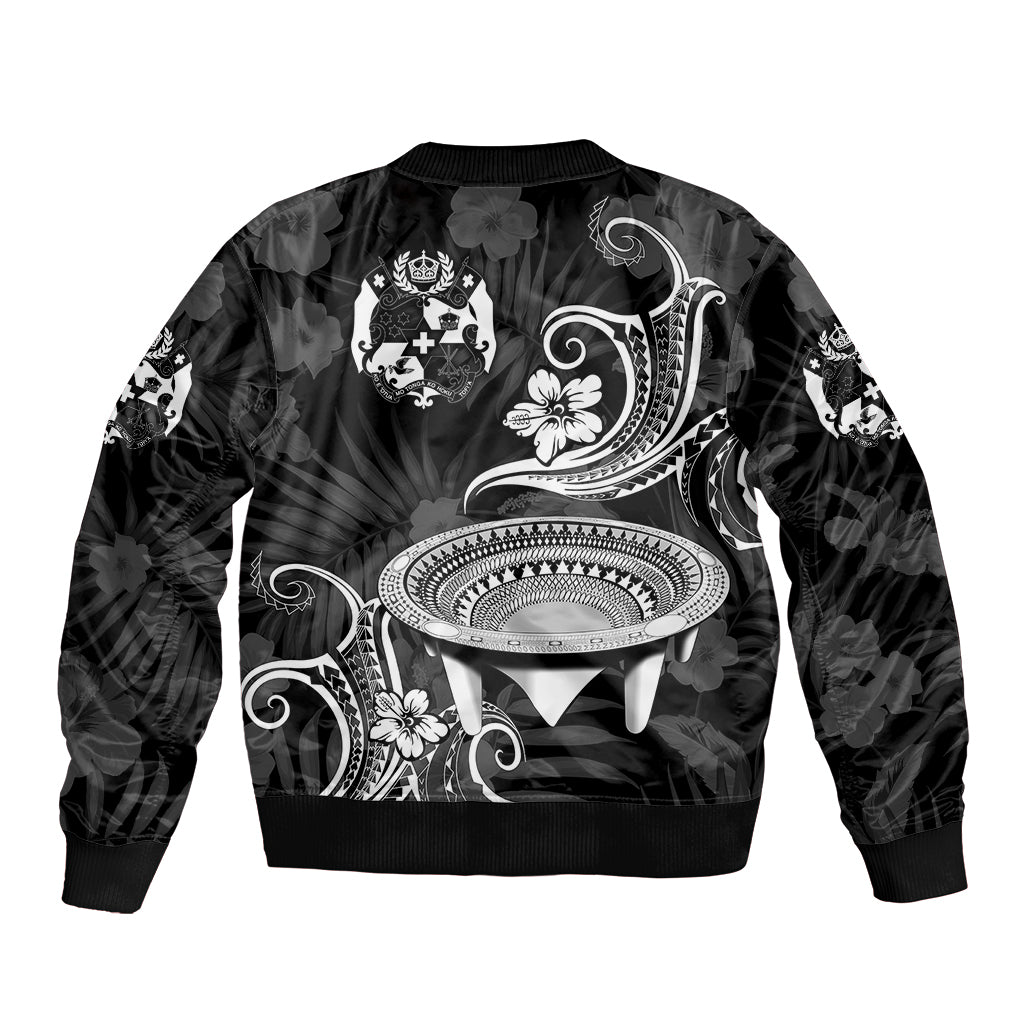 (Custom Personalised) Tonga Kumete Kava Bowl Sila Vibes - Black Bomber Jacket LT8 - Polynesian Pride