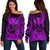 (Custom Personalised) Kakau Polynesian Tribal Hawaiian Turtle with Kanaka Maoli Purple Off Shoulder Sweater LT9 Women Purple - Polynesian Pride