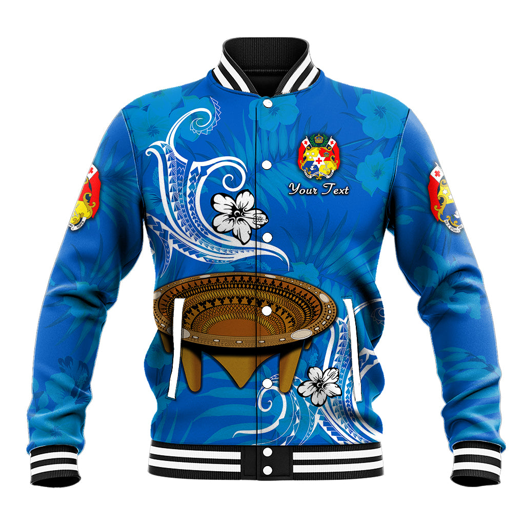 (Custom Personalised) Tonga Kumete Kava Bowl Sila Vibes - Blue Baseball Jacket LT8 Unisex Blue - Polynesian Pride