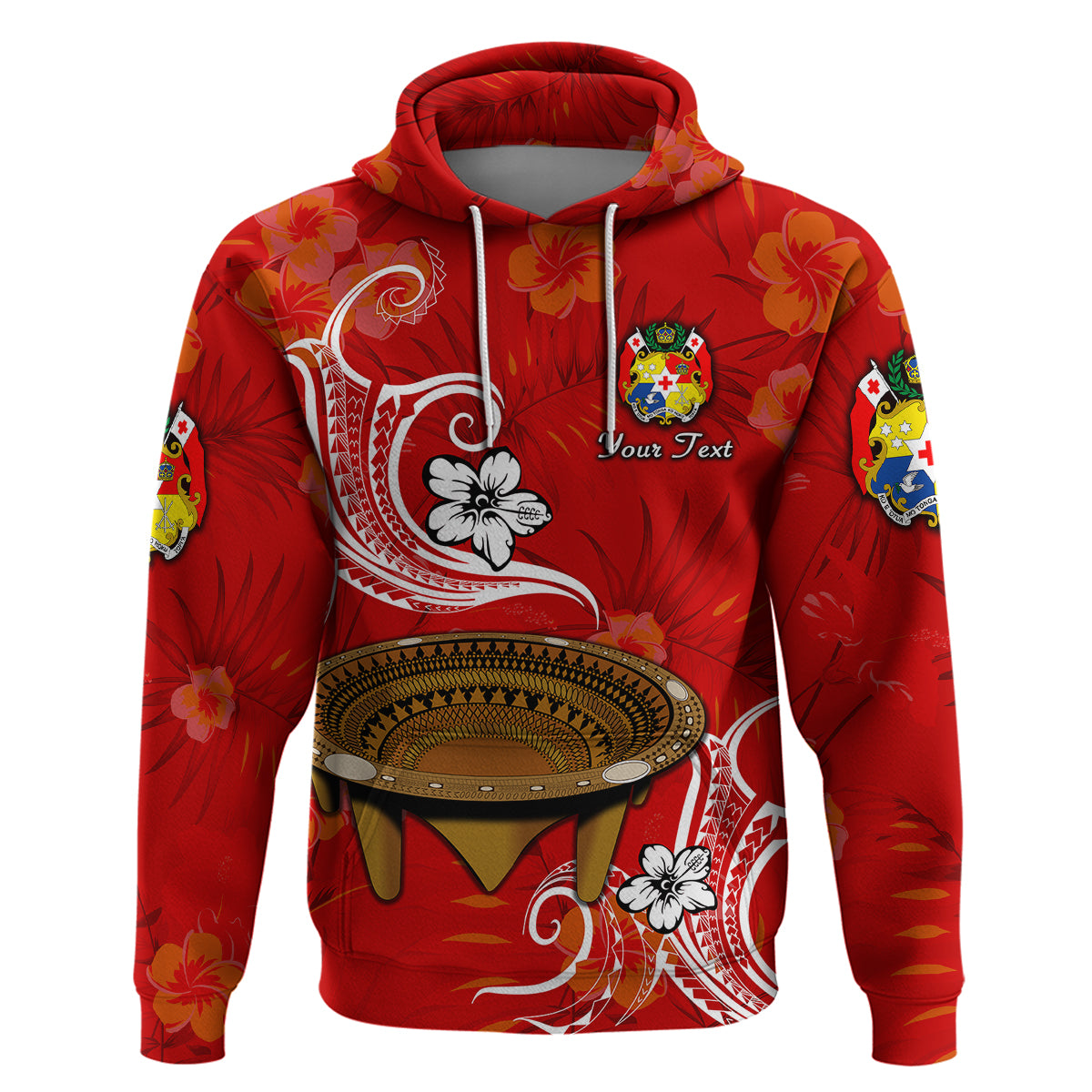 Custom Tonga Kumete Kava Bowl Sila Vibes Red Hoodie LT8 Pullover Hoodie Red - Polynesian Pride