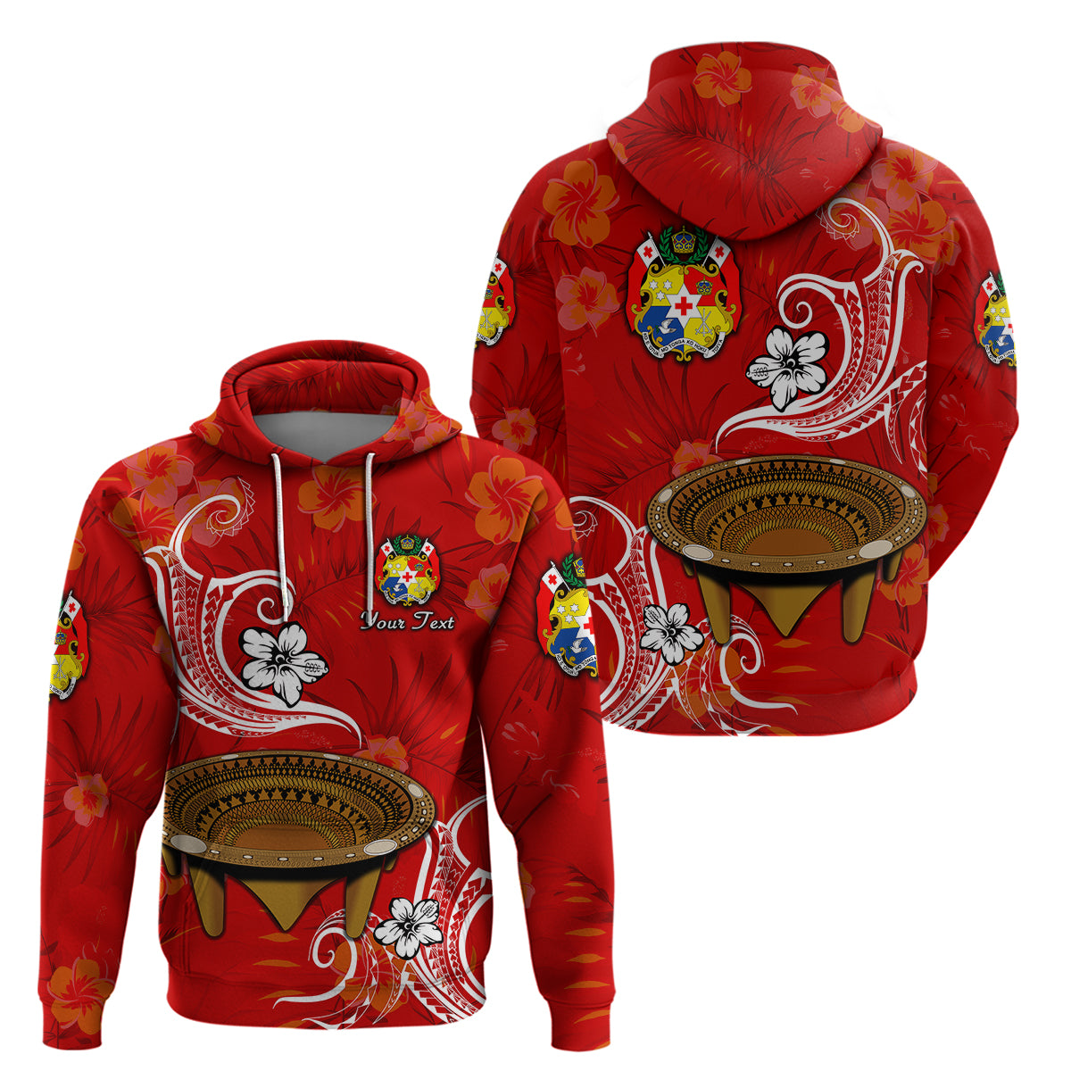 Custom Tonga Kumete Kava Bowl Sila Vibes Red Hoodie LT8 Pullover Hoodie Red - Polynesian Pride