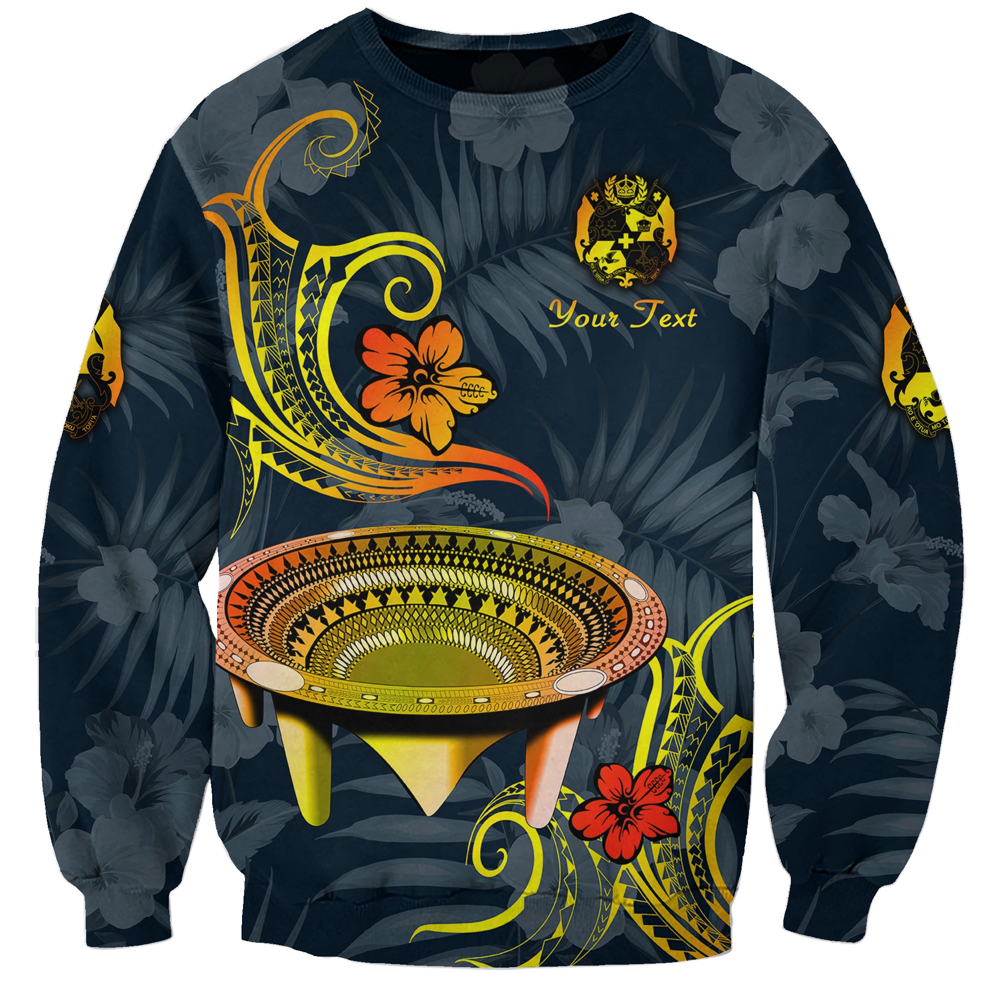 (Custom Personalised) Tonga Kumete Kava Bowl Sila Vibes - Gradient Sweatshirt LT8 Unisex Navy - Polynesian Pride