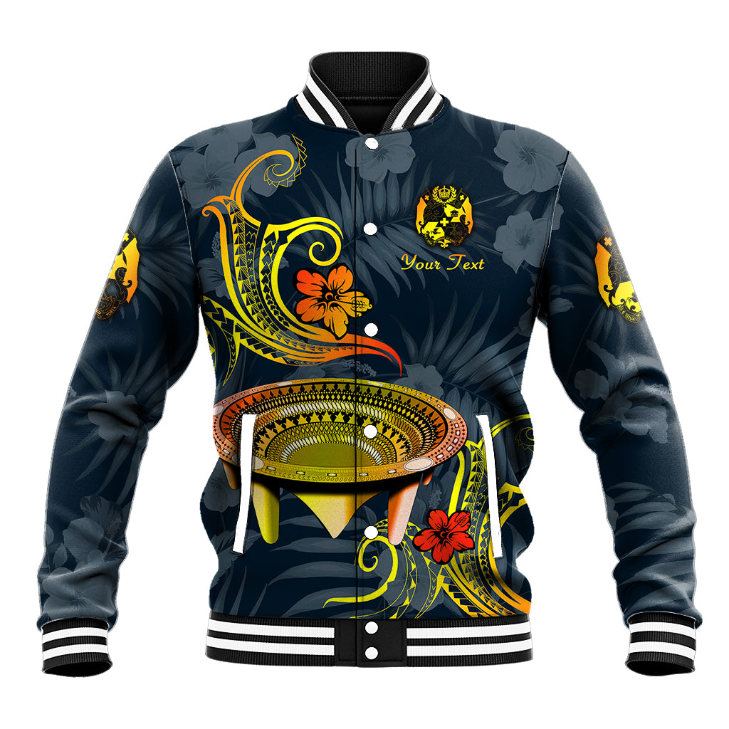 (Custom Personalised) Tonga Kumete Kava Bowl Sila Vibes - Gradient Baseball Jacket LT8 Unisex Navy - Polynesian Pride