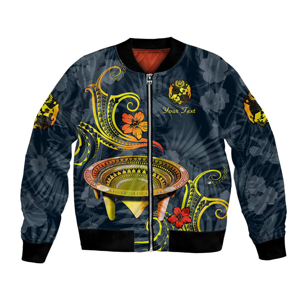 (Custom Personalised) Tonga Kumete Kava Bowl Sila Vibes - Gradient Bomber Jacket LT8 Unisex Navy - Polynesian Pride