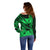 Kakau Polynesian Tribal Hawaiian Turtle with Kanaka Maoli Green Off Shoulder Sweater LT9 - Polynesian Pride