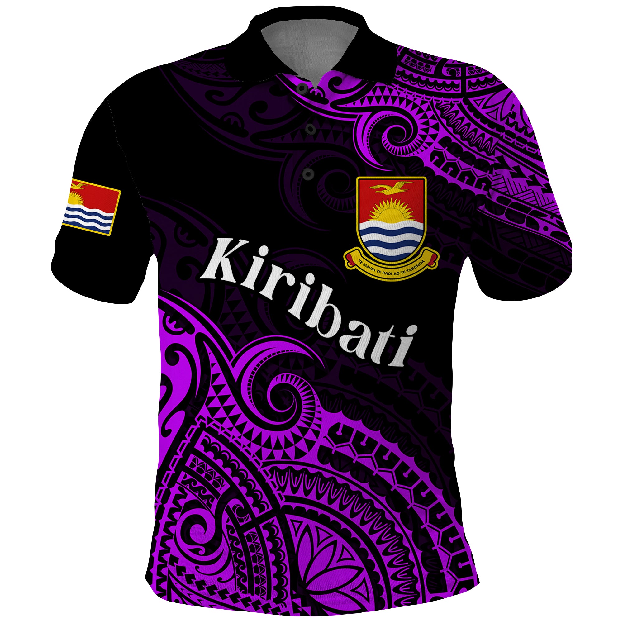 Custom Ribaberiki Kiribati Coat Of Arms Mix Purple Polynesian Polo Shirt LT14 Purple - Polynesian Pride