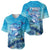 Mother and Baby Whale Mix Polynesian Style Baseball Jersey TS07 Blue - Polynesian Pride