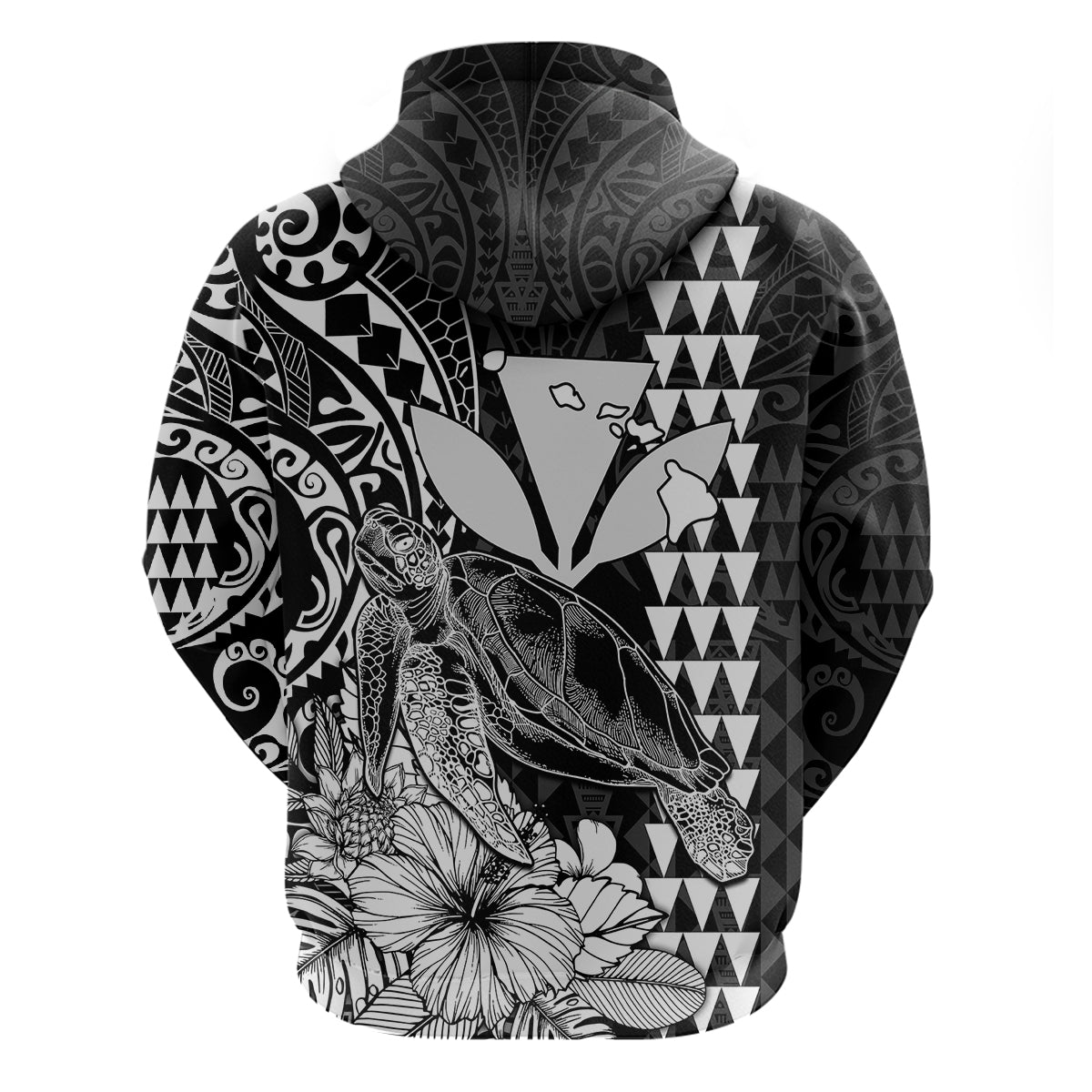 Kakau Polynesian Tribal Hawaiian Turtle with Kanaka Maoli Black Hoodie LT9 - Polynesian Pride