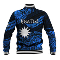 (Custom Personalised) Nauru Polynesian Hibiscus Naoero Blue Baseball Jacket LT14 - Polynesian Pride