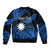 (Custom Personalised) Nauru Polynesian Hibiscus Naoero Blue Sleeve Zip Bomber Jacket LT14 - Polynesian Pride