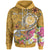 Tahiti Custom Zip up Hoodie Turtle Plumeria (Gold) Unisex Gold - Polynesian Pride