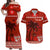 Custom Bula Fiji Matching Hawaiian Shirt and Dress Fijian Tapa Patterns with Palm Tree Red LT13 Red - Polynesian Pride