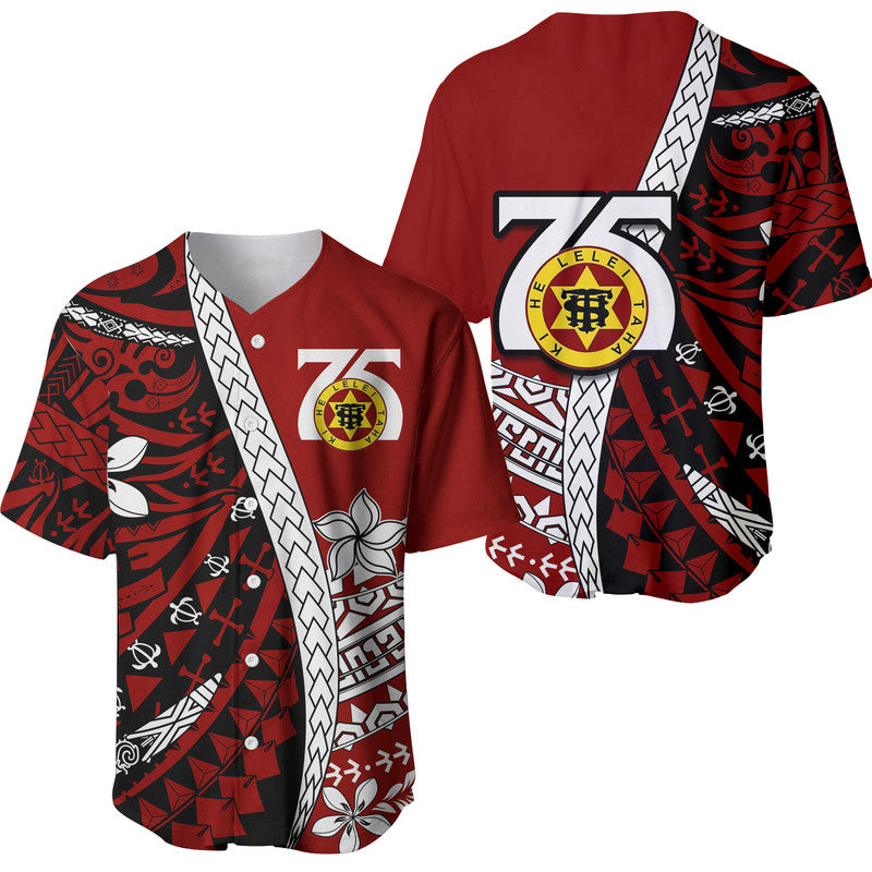 Tonga High School 75th Anniversary Baseball Jersey Red Polynesian Minimalist Style LT9 Red - Polynesian Pride