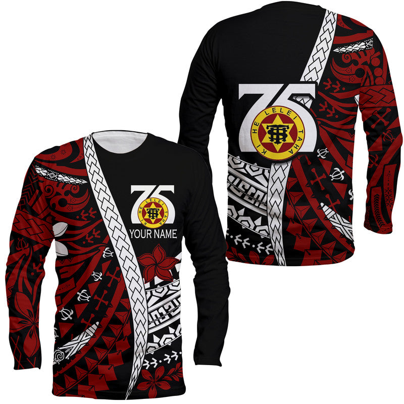 (Custom Personalised) Tonga High School 75th Anniversary Long Sleeve Shirt Black Polynesian Minimalist Style LT9 Unisex Black - Polynesian Pride