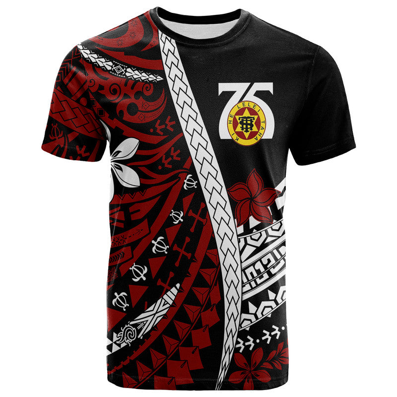 Tonga High School 75th Anniversary T Shirt Black Polynesian Minimalist Style LT9 Adult Black - Polynesian Pride