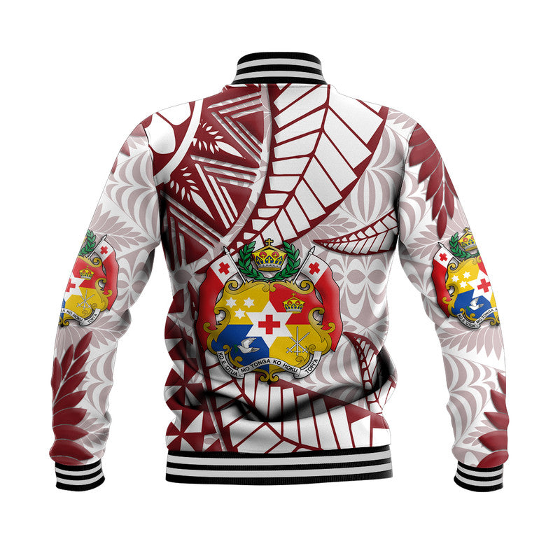 Tonga Emancipation Day Baseball Jacket Kupesi Pattern No.2 White LT9 - Polynesian Pride