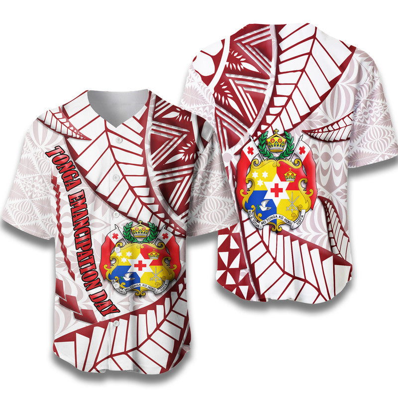Tonga Emancipation Day Baseball Jersey Kupesi Pattern No.2 White LT9 6XL - Polynesian Pride