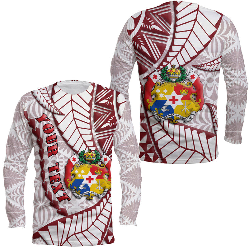 (Custom Personalised) Tonga Emancipation Day Long Sleeve Shirt Kupesi Pattern No.2 White LT9 Unisex - Polynesian Pride