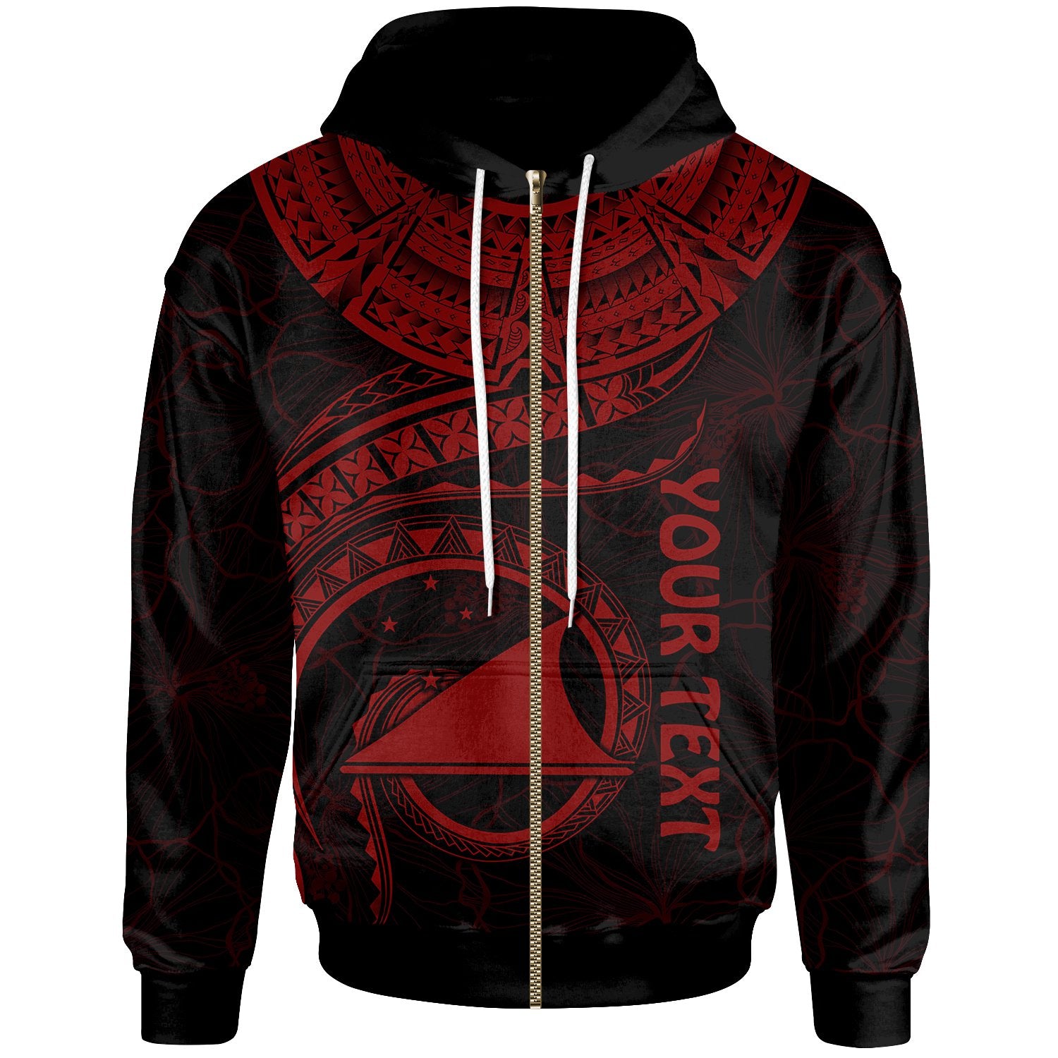 Tokelau Polynesian Custom Zip up Hoodie Tokelau Waves (Red) Unisex Red - Polynesian Pride