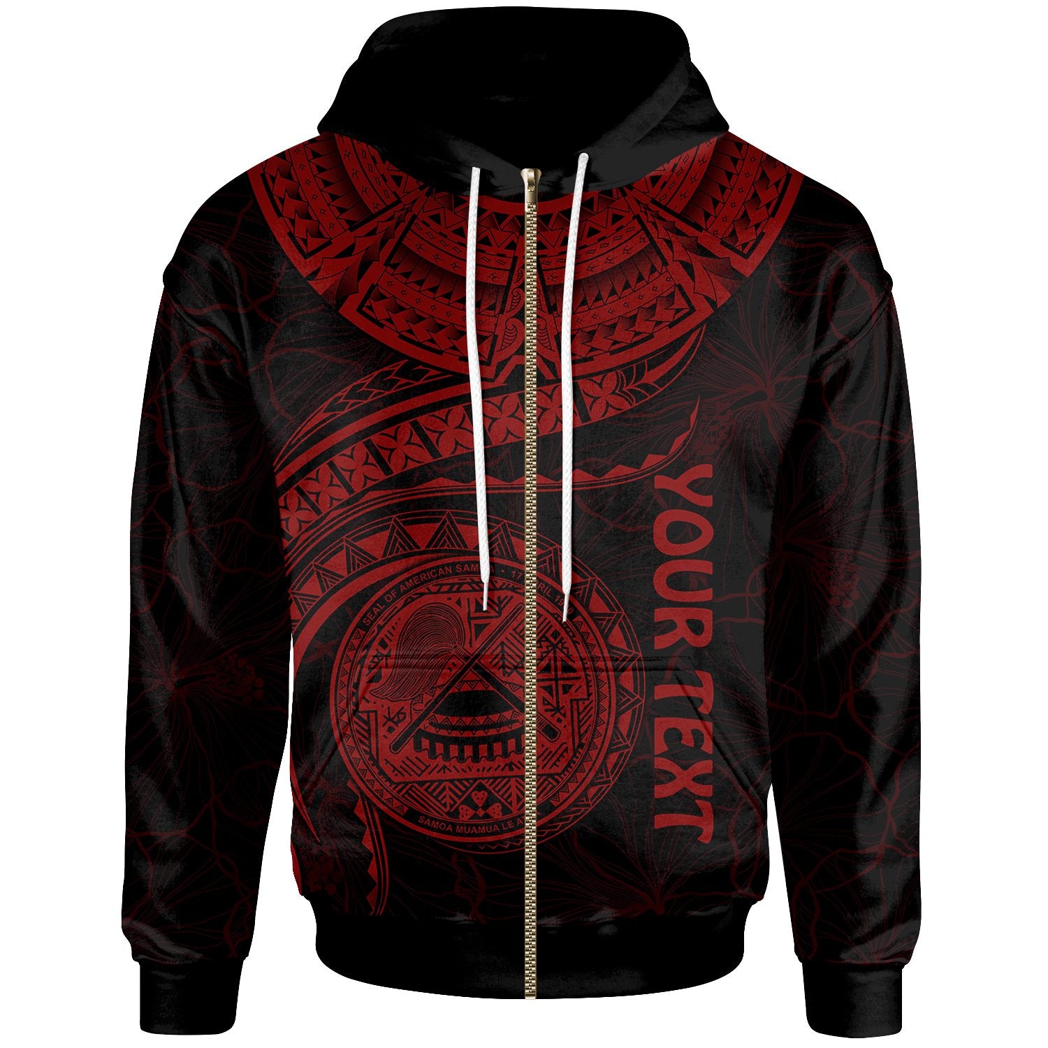 American Samoa Polynesian Custom Zip up Hoodie American Samoan Waves (Red) Unisex Red - Polynesian Pride