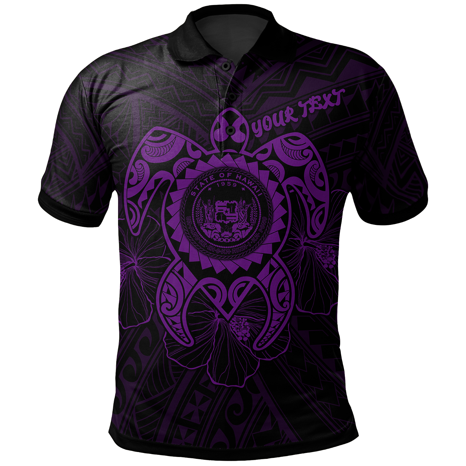 Hawaii Polynesian Custom Polo Shirt Vintage Polynesian Turtle (Purple) Unisex Purple - Polynesian Pride