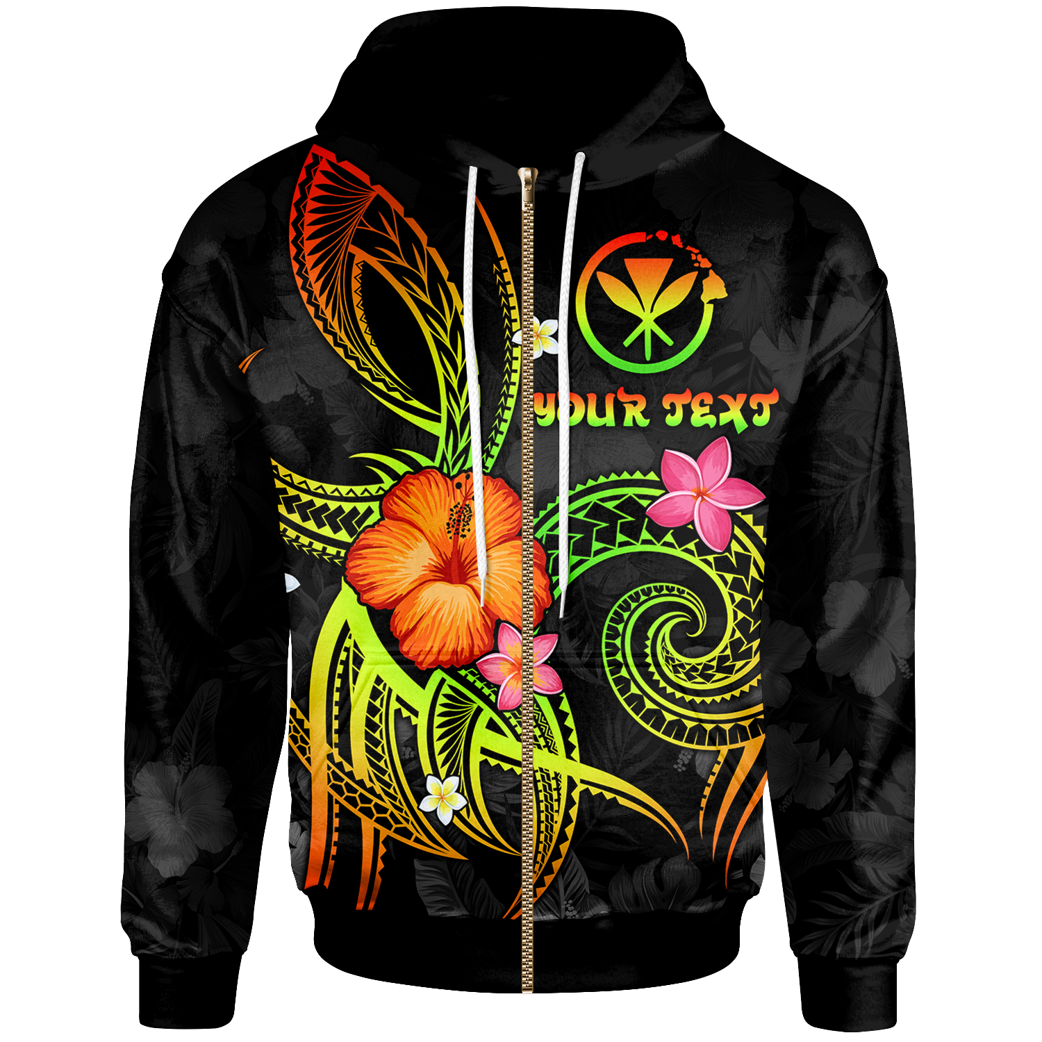 Polynesian Hawaii Custom Zip up Hoodie Legend of Kanaka Maoli (Reggae) Unisex Reggae - Polynesian Pride