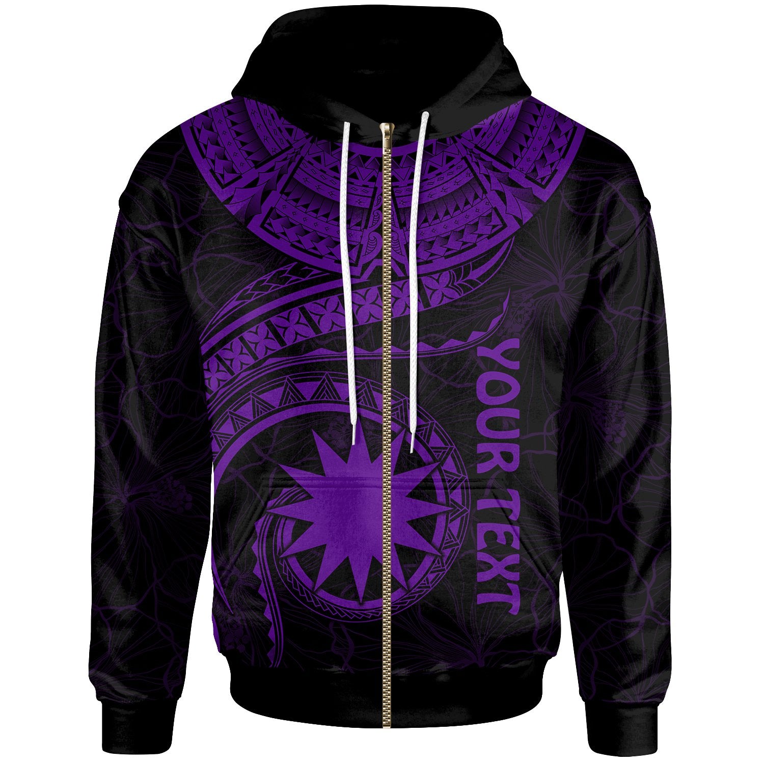 Nauru Polynesian Custom Zip up Hoodie Nauru Waves (Purple) Unisex Purple - Polynesian Pride