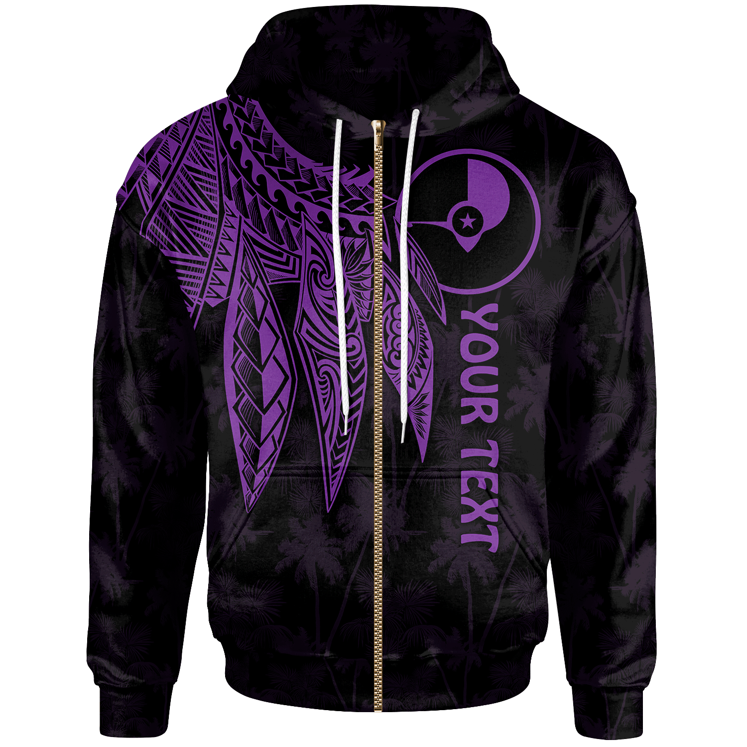 Yap Custom Zip up Hoodie Polynesian Wings (Purple) Unisex Purple - Polynesian Pride