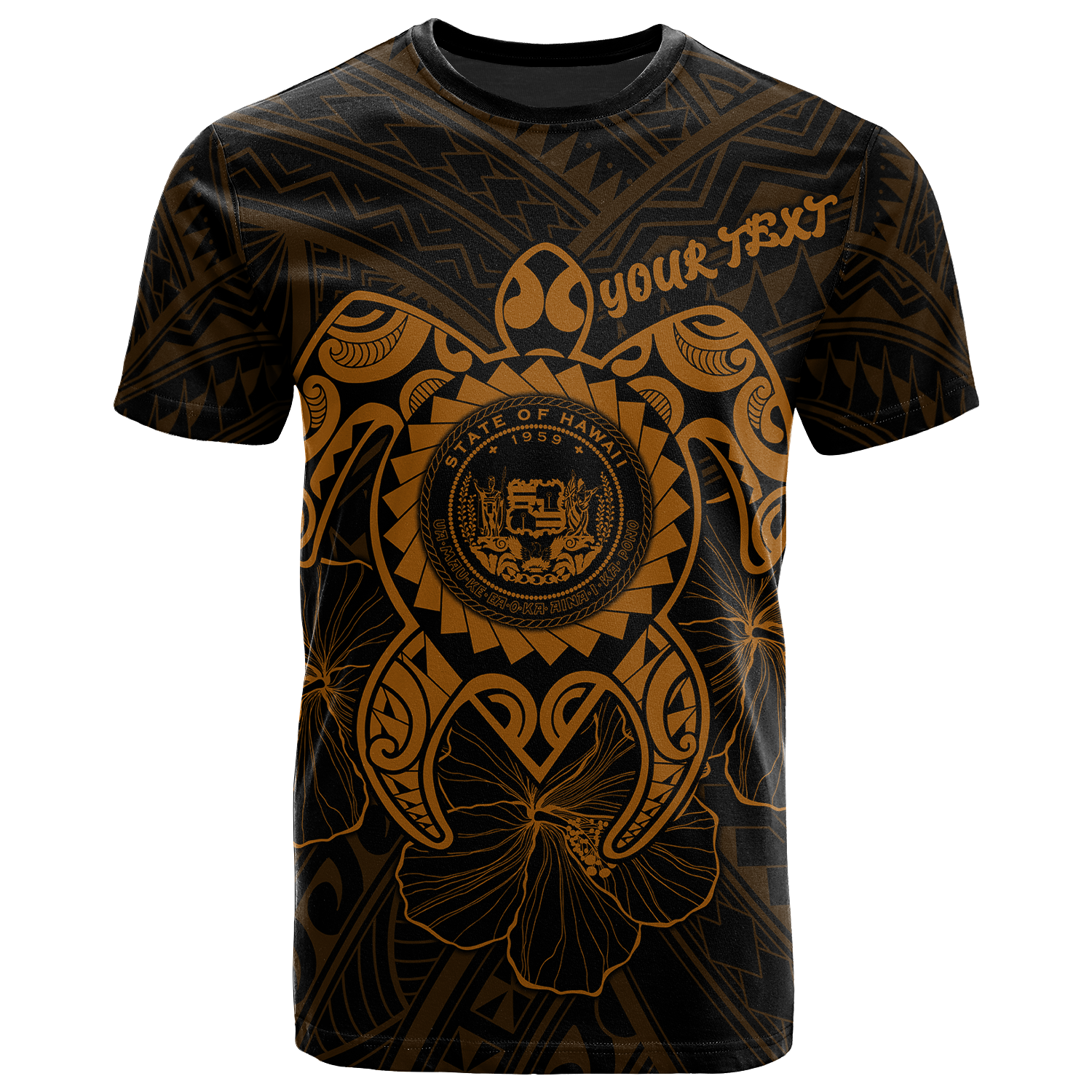 Hawaii Polynesian Custom T Shirt Vintage Polynesian Turtle (Golden) Unisex Golden - Polynesian Pride