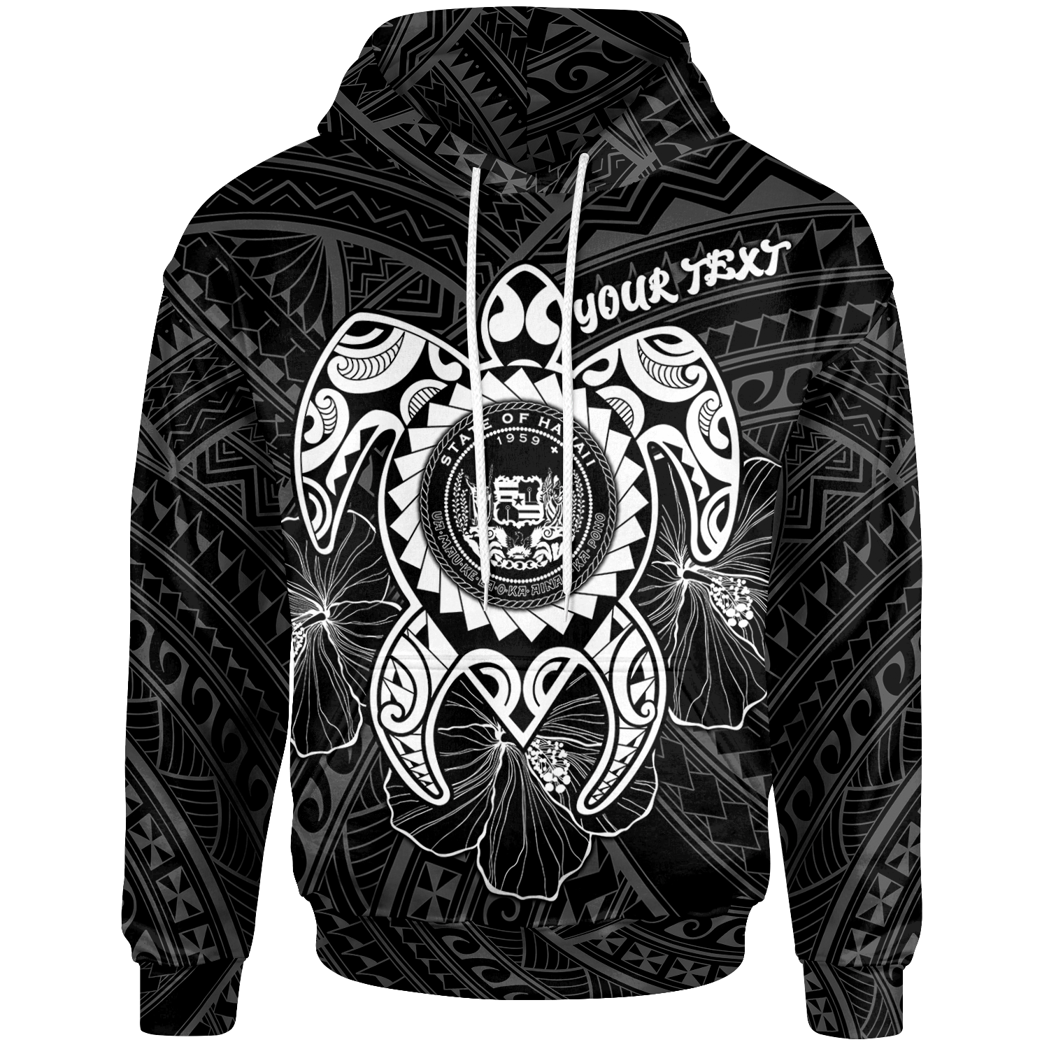 Hawaii Polynesian Custom Hoodie Vintage Polynesian Turtle (White) Unisex White - Polynesian Pride