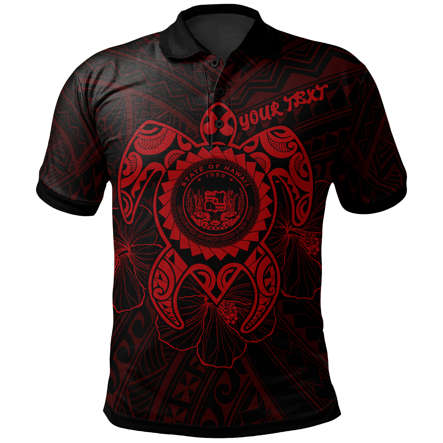 Hawaii Polynesian Custom Polo Shirt Vintage Polynesian Turtle (Red) Unisex Red - Polynesian Pride