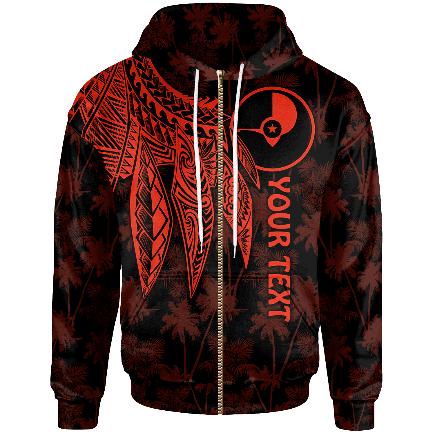 Yap Custom Zip up Hoodie Polynesian Wings (Red) Unisex Red - Polynesian Pride