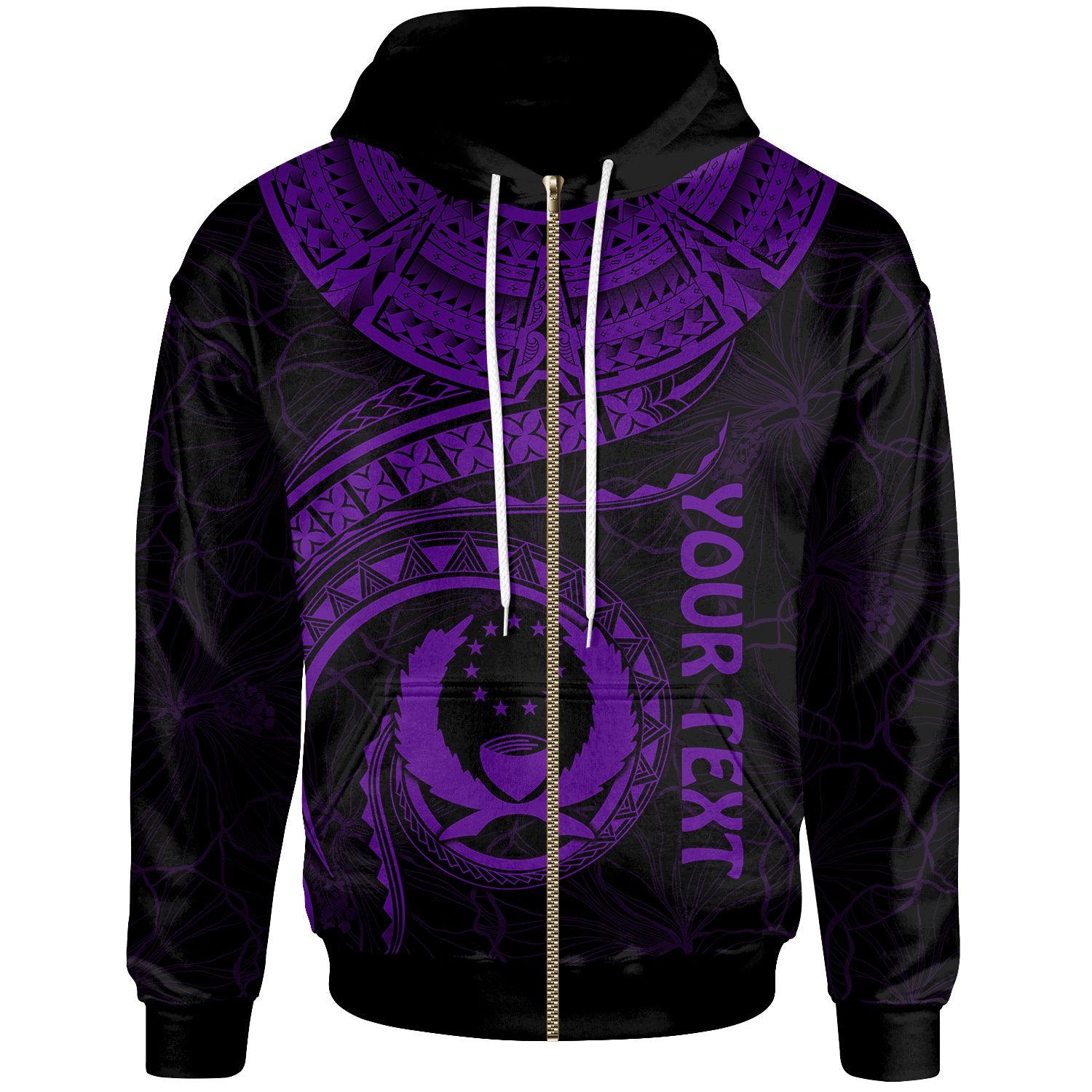 Pohnpei Polynesian Custom Zip up Hoodie Pohnpei Waves (Purple) Unisex Purple - Polynesian Pride