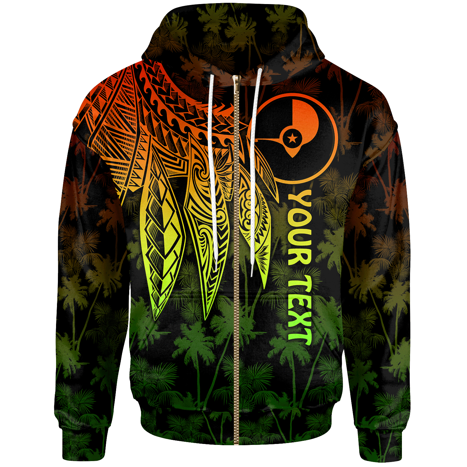 Yap Custom Zip up Hoodie Polynesian Wings (Reggae) Unisex Reggae - Polynesian Pride