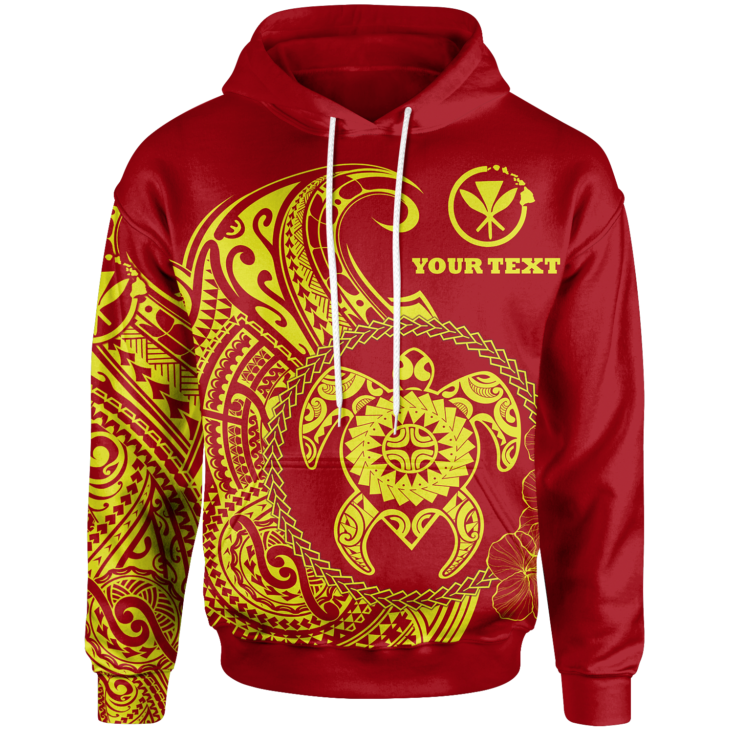 Hawaii Polynesian Custom Hoodie Vintage Polynesian Turtle (Red) Unisex Red - Polynesian Pride