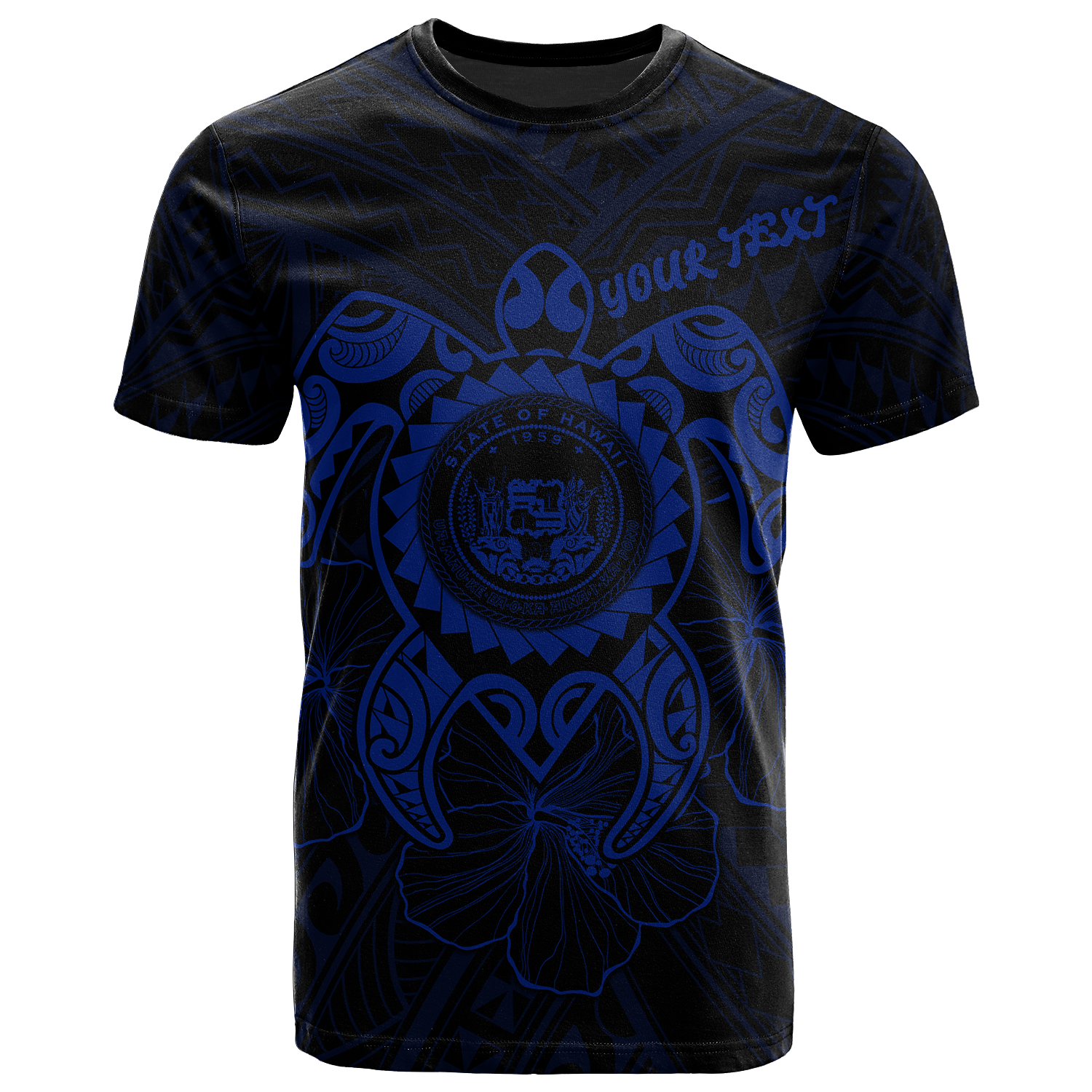 Hawaii Polynesian Custom T Shirt Vintage Polynesian Turtle (Blue) Unisex Blue - Polynesian Pride