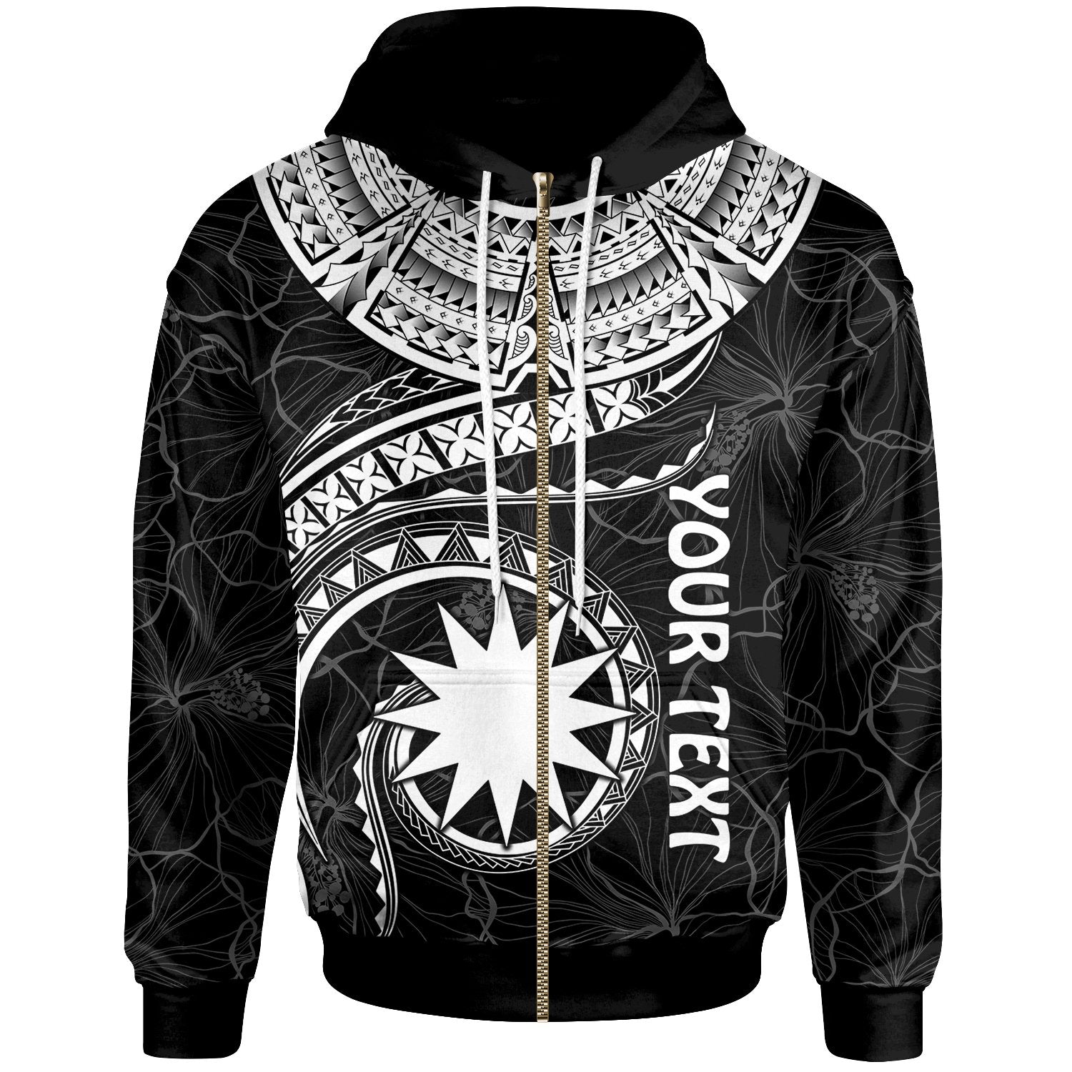 Nauru Polynesian Custom Zip up Hoodie Nauru Waves (White) Unisex White - Polynesian Pride