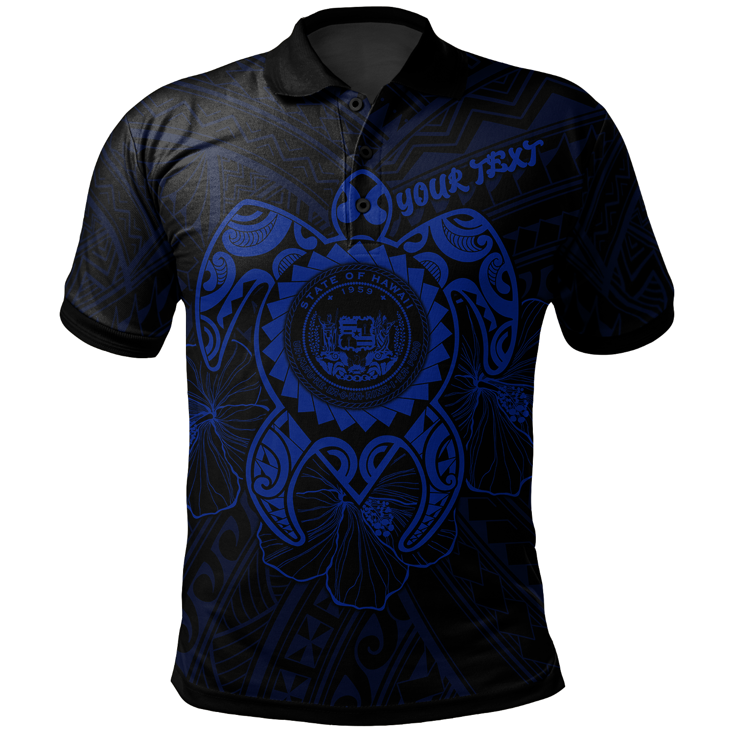 Hawaii Polynesian Custom Polo Shirt Vintage Polynesian Turtle (Blue) Unisex Blue - Polynesian Pride