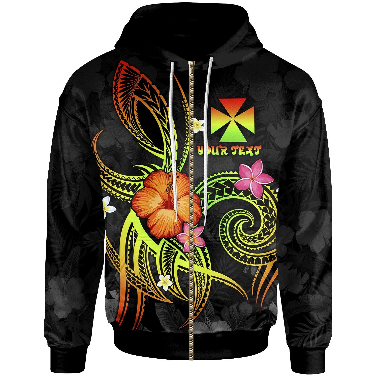 Wallis and Futuna Polynesian Custom Zip up Hoodie Legend of Wallis and Futuna (Reggae) Unisex Reggae - Polynesian Pride