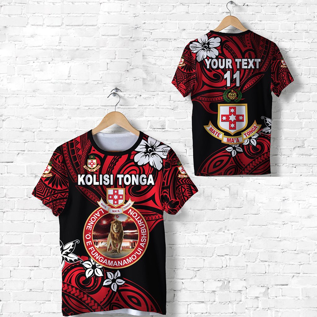 Custom Kolisi Tonga T Shirt Mate Maa Tonga Unique Vibes, Custom Text and Number Lion Unisex Red - Polynesian Pride