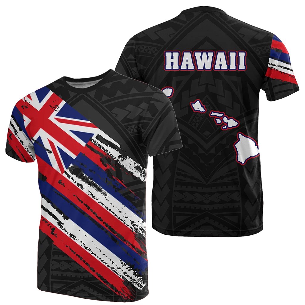 Hawaii Flag Polynesian T Shirt Black Black - Polynesian Pride