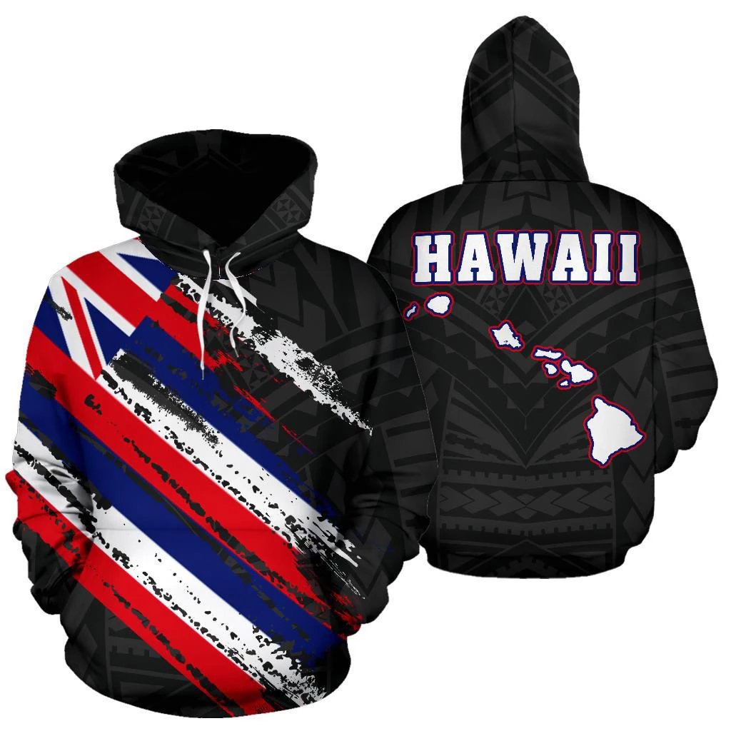 Hawaii Flag Polynesian Hoodie - Hawaiian State Pride Black - Polynesian Pride